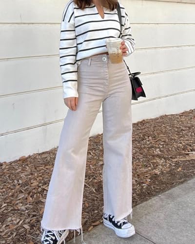 Women's Wide Leg Jeans High Waisted Stretchy Trendy Casual